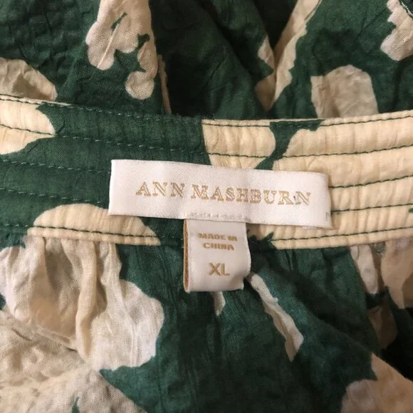 Ann Mashburn green shadow floral seersucker tiered Allegra dress - Picture 8 of 8